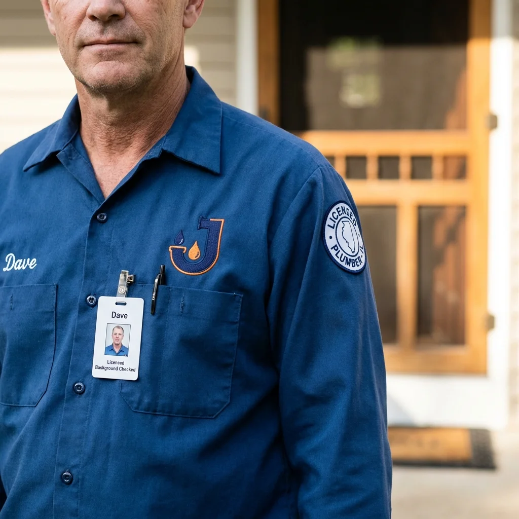 Licensed plumber showing ID badge in Munfordville, KY