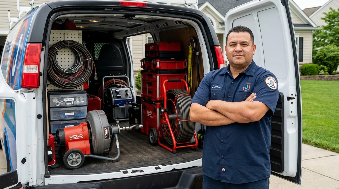 Professional drain cleaning equipment and Johns Plumbing LLC plumber in Munfordville