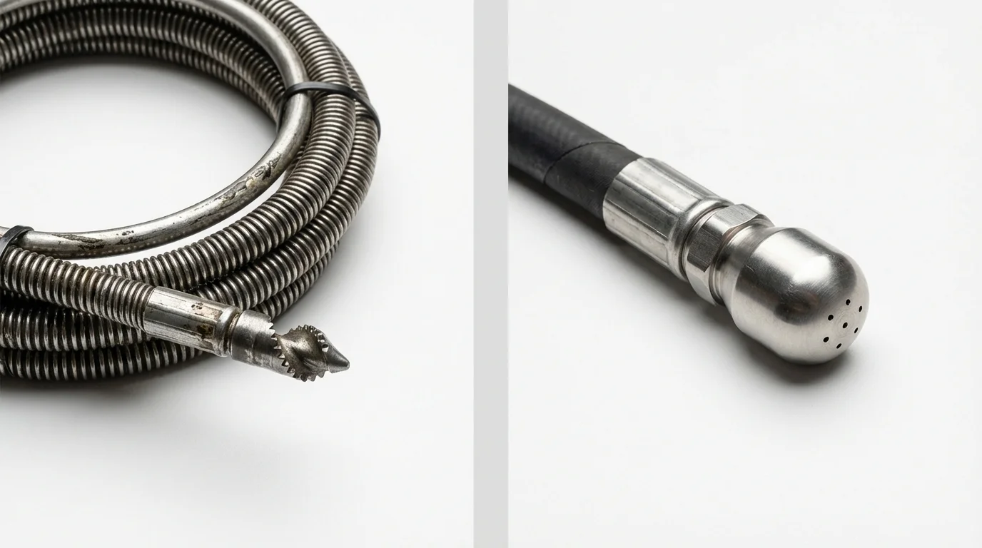 Drain snake cable and hydro jetting nozzle used for drain cleaning in Munfordville, KY