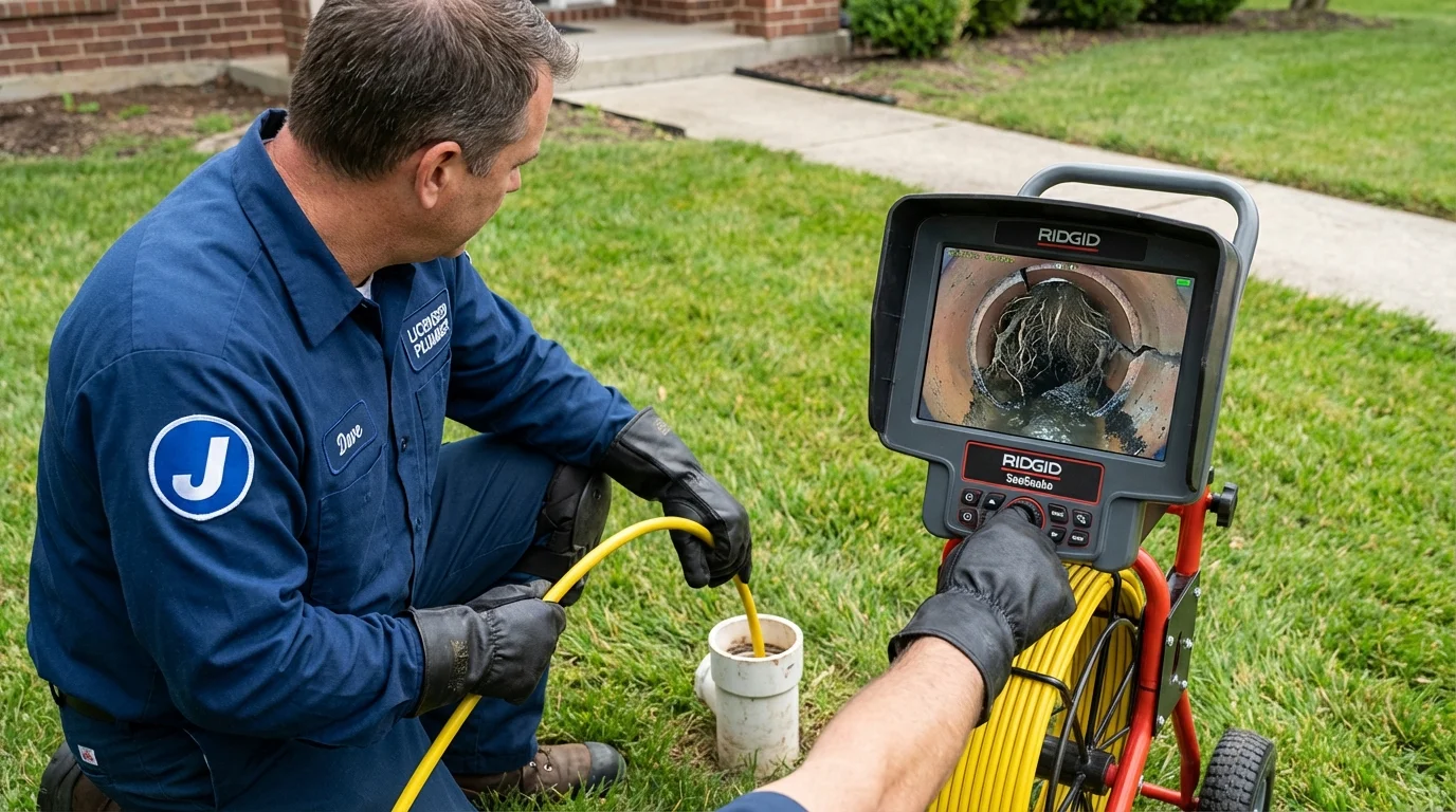 Sewer camera inspection being performed by Johns Plumbing LLC in Munfordville
